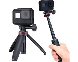 Ulanzi MT-09 GoPro vlog-statief, handgreep & selfie stick - Tot 25 cm uitschuifbaar - Voor alle GoPro-modellen - Zwart/Rood