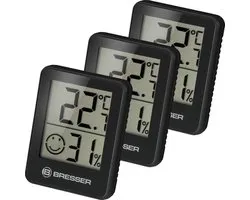 Bresser Weerstation - ClimaTemp Hygro Indicator - Set van 3 - Checkt Binnenklimaat - Zwart