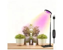 Groeilamp-groeilamp planten-LED Rising Plant Light - Angel Ring Succulent Rood, Blauw, Warm Licht - Full Spectrum Bloem- en Groene Plant Supplement Licht - Zwart - 19x14x2 cm