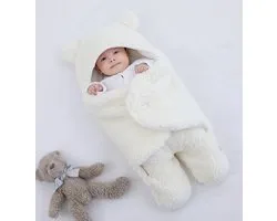Fiepp Couverture polaire blanc - Gigoteuse pour bébé - écharpe pour bébé - lange pour bébé - lange en peluche - couverture en peluche - sac de couchage d'hiver - chancelière d'hiver - combinaison d'hiver en polaire pour bébé