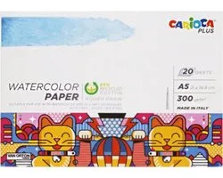 CARIOCA PLUS Bloc de dessin aquarelle - Papier aquarelle A5 - 20 feuilles - 300 g/m² - Convient pour l'aquarelle, les crayons aquarelle, l'encre et la gouache