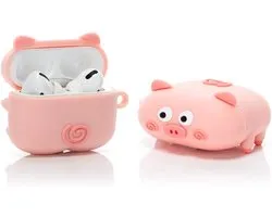 Pro Siliconen Hoesje Compatibel met Airpods Pro Case Leuke Grappige 3D Cartoon Cover [Papa Pet Serie] (Roze Varken)