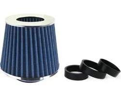 AMiO Open Luchtfilter Sport Filter met Cold Air Intake Blauw - Chrome [Sportfilter Powerfilter Universeel]