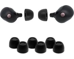 Premium schuimrubberen oordopjes, compatibel met Sony True Wireless XM5, XM4, Linkbuds S & C700N, maat L, nieuwe versie 2025 met reinigingsgereedschap, zwart, 3 paar, Made in the USA