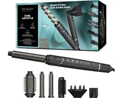 Revamp Airstyler 7-en-1 avec Diffuseur - Multistyler Ionique avec 6 Embouts - Brosse Sèche-cheveux - Fer à Boucler - Styler Cheveux - Sèche-cheveux - Brosse Chauffante - Brosse à Boucler - Fer à Friser – DR-2950 - Noir