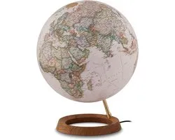 National Geographic globe Neon executive - Wereldbol met lichte eikenhouten voet - ø 30 cm - Nederlandstalig - Met Verlichting