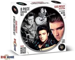 ELVIS PRESLEY Onderzetter set 8 stuks met Opener