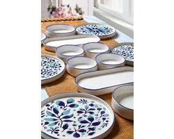 Hermia Concept - Ontbijtset - 14-delig - Blauw en Wit