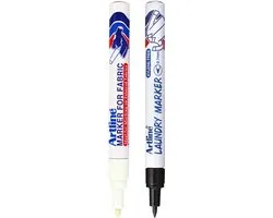 Artline Textielmarkers - Set van 2 markers - Laundry Marker & Fabric Marker - Voor textiel en kleding- Textielstiften - Zwart en Wit
