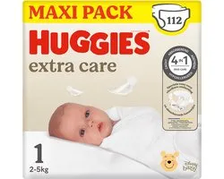 Couches Huggies® Extra Care - Taille 1 (2 à 5 kg) - 28pcs x4 - 112 pièces