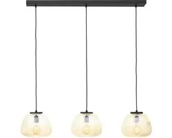 Brilliant Kaizen - Hanglamp - 3-lichts balk - Glas - 3xE27 Max 40W - Amber/zwart