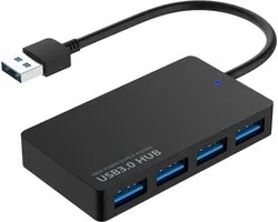 MMOBIEL USB 3.0 Hub - 4 extra USB 3.0 A Poorten - 5 Gbps - USB Splitter - USB Hub - Zwart