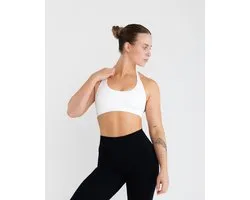 NXTR Core Premium Sports Bra - Off White - Racerback Design - Medium Support - Naadloze Sportbeha
