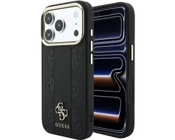 Guess Backcover hoesje voor Apple iPhone 18 Pro Max - Magsafe PU Stripe HS Peony 4G Logo - Zwart