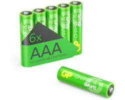 GP Charge & Save Piles AAA rechargeables | Alternative durable aux piles jetables | Capacité optimisée pour une utilisation quotidienne | Préchargé | 6 piles rechargeables AAA