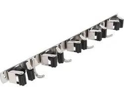 MOP and Broom Holder Wall Mount, Stainless Steel Garden Tool Rack Organizer for Garage Washroom Cabinet