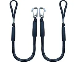Ligne d'amarrage Bungee de 4 pieds – 2 pièces – Avec accessoires de crochet en acier inoxydable – Convient aux bateaux et motomarines – Ligne d'impact intégrée – Pour kayak, watercraft, SeaDoo, jetski, ponton, canoë et bateau à moteur