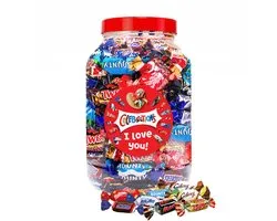 Mars Celebrations mega chocolademix met opschrift "I Love You!" - chocolade van Twix, Snickers, Mars, Bounty, Maltesers, MilkyWay & Galaxy - 1200g