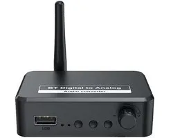 Bluetooth Audio Adapter - BT 5.3 - SPDIF/3.5mm AUX//RCA/USB - Bluetooth Audio Receiver - B35T - Zwart