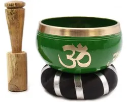 Levensboom Klankschaal Set - Groen - 10.7cm - Singing Bowl - Klank Schaal - Meditatie Schaal met Aanstrijkhout & Kussen