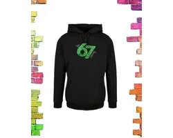 Super cool sweatshirt à capuche enfant noir "Six Seven 6/7 vert" | taille 158/164