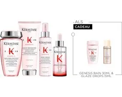 Kérastase Genesis Quatuor + 2 Cadeaux - Shampooing 250ml, Après-shampooing 200ml, Spray Thermo-Protecteur 150ml & Sérum Cheveux 90ml + Bain 30ml