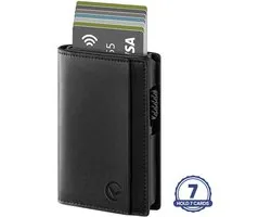 VEXON Slim - Wallet pro - Premium Wallet Slim - Pasjeshouder Zwart - 7 Pasjes + Briefgeld - RFID Creditcardhouder - Pasjeshouder Mannen & Vrouwen - Pasjeshouder Uitschuifbaar - Kaarthouder - Kaarthouder Pasjes - Zwart
