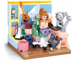 Sluban Girls Dream Mini Handcraft Studio bouwspeelgoed kinderen vanaf 8 jaar – Constructiespeelgoed modelbouw studeerkamer – bouwdoos met 216 bouwstenen en 1 minifiguur – M38-B1016B