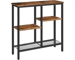 Console étroite HOMESY, table d'appoint 75 cm, table de couloir, petite table de présentation, table basse pour petit espace, convient pour l'entrée, le couloir, marron vintage et noir