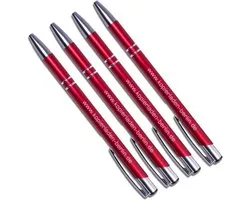 Metal Pen Set - Personalized Writing Tools - Custom Gifts - Laser Engraved Text - 14cm Length - Red