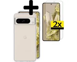 Hoesje - Met 2x Screenprotector - Geschikt voor Google Pixel 8 Pro - Sterk & Shockproof - Back Cover - Siliconen Case - Telefoon Hoes - Telefoonhoesjes - Transparant