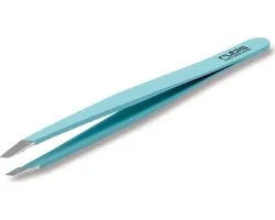 Rubis epileer pincet voor wenkbrauwen - schuin - professioneel pincet uit RVS met schuine punt - licht blauw
