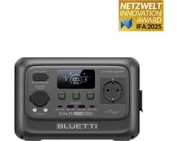 BLUETTI Elite 30 V2 - 288Wh - 600W - Draagbare Power Station - 1500W Power Lifting - ≤10 ms UPS - 140W PD - 0-80% in 45 min - LiFePO₄ - voor Camping, Reizen & Stroomuitval