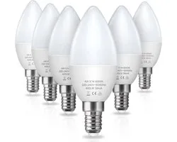 E14 Candle Bulb 6 Pack, Cool White 6000K, 4W (40W Incandescent Equivalent) 400lm, Non-Dimmable, Candle Light Bulbs for Chandeliers, Wall Lamps