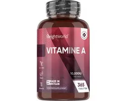 WeightWorld Vitamine A tabletten - 10000IU - 365 vegan tabletten voor 2+ jaar voorraad