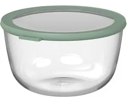 Boîte de conservation en verre rond Mepal Cirqula - 3000 ml - Récipients de conservation en verre - Résistant à la chaleur jusqu'à 550 °C, sans couvercle - Boîtes de préparation de repas - Nordic sage