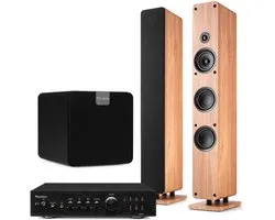 Ensemble stéréo HiFi - Ensemble home cinéma Audizio - Avec enceintes HiFi, subwoofer et amplificateur - Bois - 480W