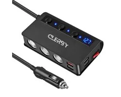 Clerby - Auto Sigarettenaansteker Splitter - 12V USB 3.0 Autolader Adapter - Auto Oplader met 7 Ingangen - Omvormer Auto - 4 USB-Poorten - Autolader - Autostekker - Zwart