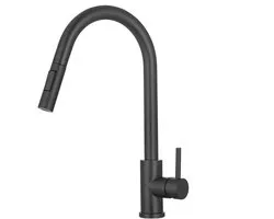 LOMAZOO Robinet de cuisine noir Turais - Bec rétractable - Zwart