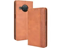 Coque Nokia X10 / X20 - Étui Livre Vintage - Marron