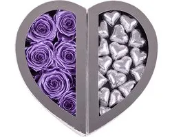 Chocolade box Lois paars - Rosuz - Valentijn chocolade - 3 jaar houdbare rozen! Luxe cadeau voor haar - Direct in huis!