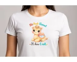 No Problem Llama it's how i roll - T Shirt - cute - kawaii - Gift - Cadeau - schattig - schattigdesign - liefdesign - pastelkunst - Funny