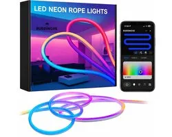 BUDDINGVE LED Strip 10m RGB WIFI - App-bediening, Muziekmodus, Dimbaar, Waterdicht IP67 - Neon Rope Light voor Binnen & Buiten, Woonkamer, Gaming, Tuin & Feestverlichting