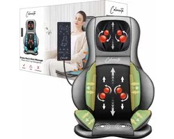 CALMENTA® Fauteuil de massage Shiatsu avec coussin de massage - Massage du dos et du cou - Massage par compression - Fonction de chaleur électrique - Vibration - Maux de dos et douleurs cervicales