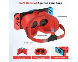 Geschikt voorVR-headset Nintendo Switch en OLED-modellen, virtual reality VR-bril met verstelbare HD-lenzen, comfortabele hoofdband, Geschikt voorVR-gaming 3D-bril Nintendo Switch OLED, geschikt voor kinderen jongens-Rood