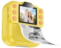 Appareil photo instantané Hoco Kinder - Impression directe sans encre - Double objectif et vidéo - Appareil photo pour enfants avec Filtres - Jaune
