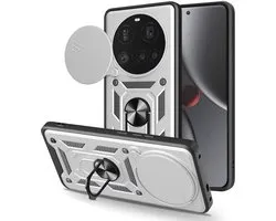 Coque Xiaomi 15 Ultra - Coque MobyDefend Armor avec Ring rotatif - Gris argenté - Coque pour téléphone portable - Coque compatible avec : Xiaomi 15 Ultra