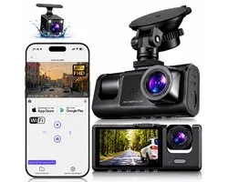 MrGoods - Dual Dashcam - Dashcam pour Auto - Caméra Avant et Arrière - Wifi & Mode Stationnement - Zwart