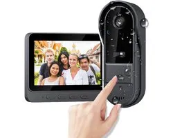 Sonnette vidéo, écran IPS de 4,3 pouces, vision nocturne infrarouge, interphone vocal bidirectionnel, objectif grand angle sans fil Bluetooth 2,4 G 170 °, étanche 1080P