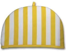 Homescapes theepot warmer brede strepen geel design Tea Cosy